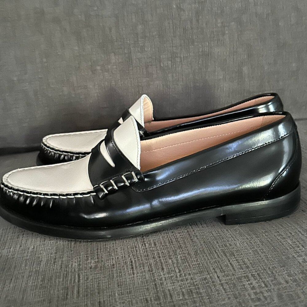 J. Crew Black and White Tuxedo Women's Loafers Pre-Owned Sz 9